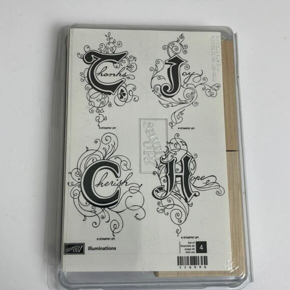 Stampin Up Illuminations 4 Stamps w Blocks thanks joy cherish hope NEW Christmas - Picture 1 of 10